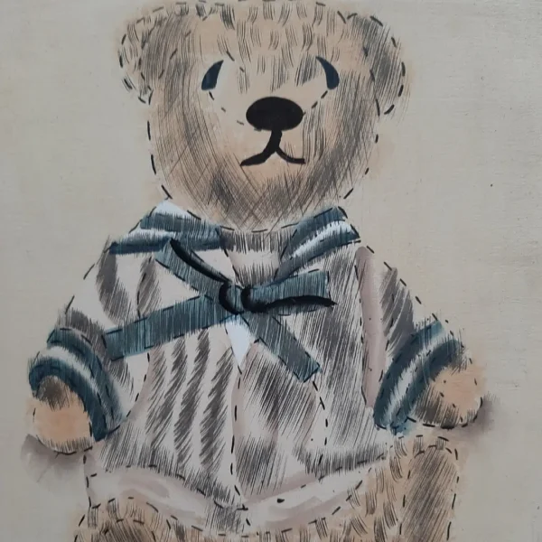 3 houten schilderijtjes beren