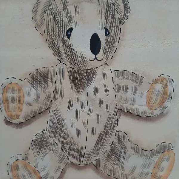 3 houten schilderijtjes beren