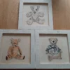 3 houten schilderijtjes beren