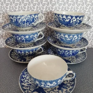 7 antieke, Japanse kop en schotels