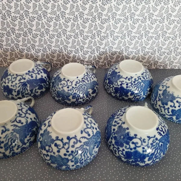 7 antieke, Japanse kop en schotels