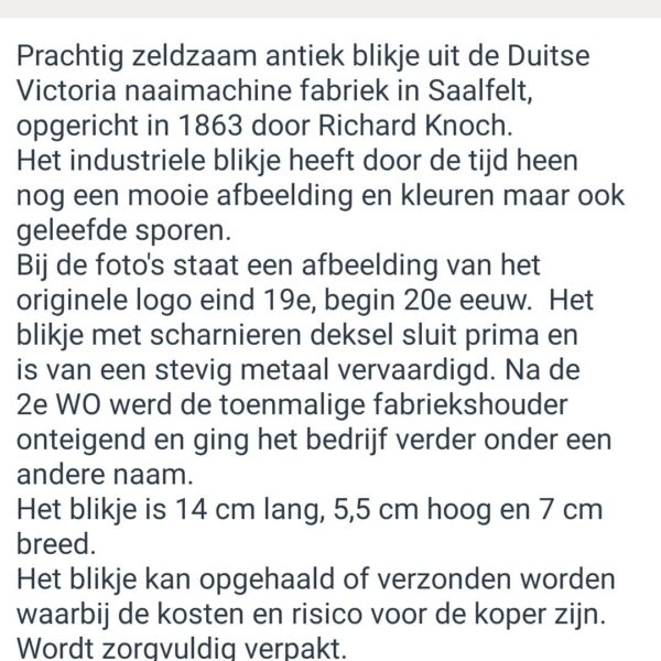 Antiek industrieel blikje