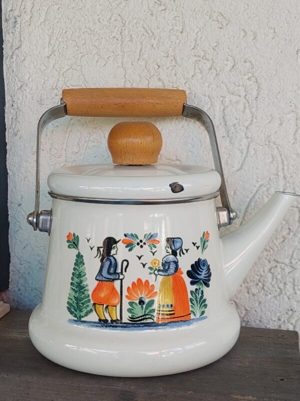 Bretonse vintage emaille waterketel