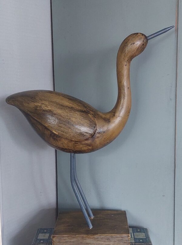 Houten vogel sculpture