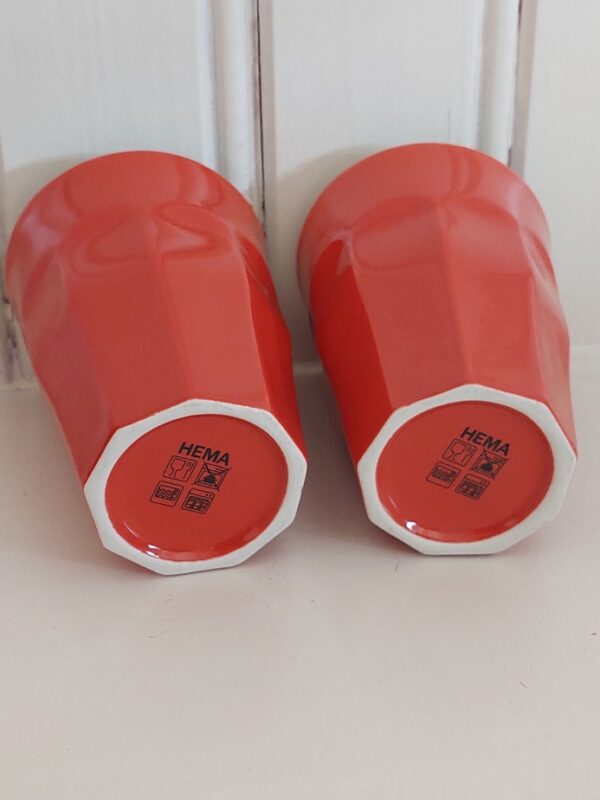 Set 2 rode hoge bekers