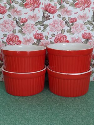 Set 4 Ramekins Rood, Ongemerkt