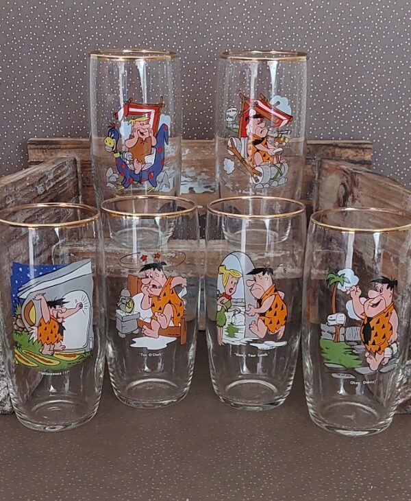 Set 6 Vintage Glazen Flinstones