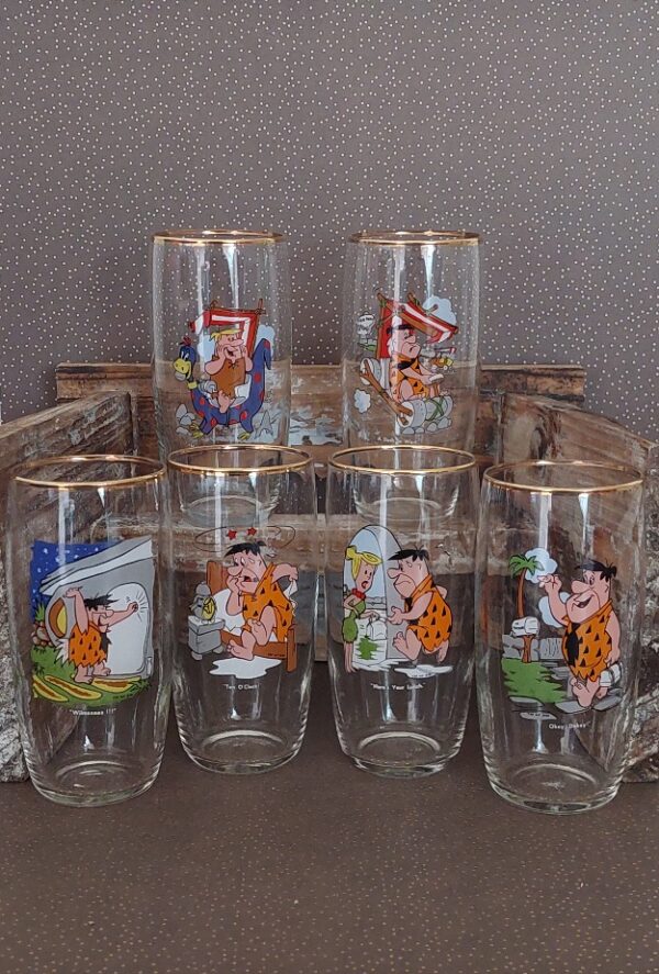Set 6 Vintage Glazen Flinstones