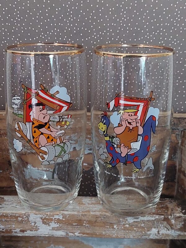 Set 6 Vintage Glazen Flinstones