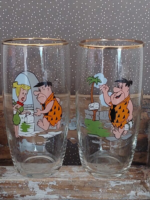 Set 6 Vintage Glazen Flinstones