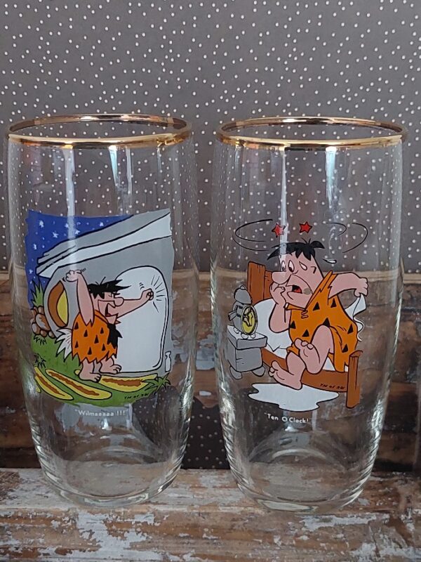 Set 6 Vintage Glazen Flinstones