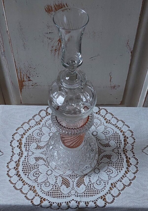 Vintage Glazen Torenkandelaar Persglas