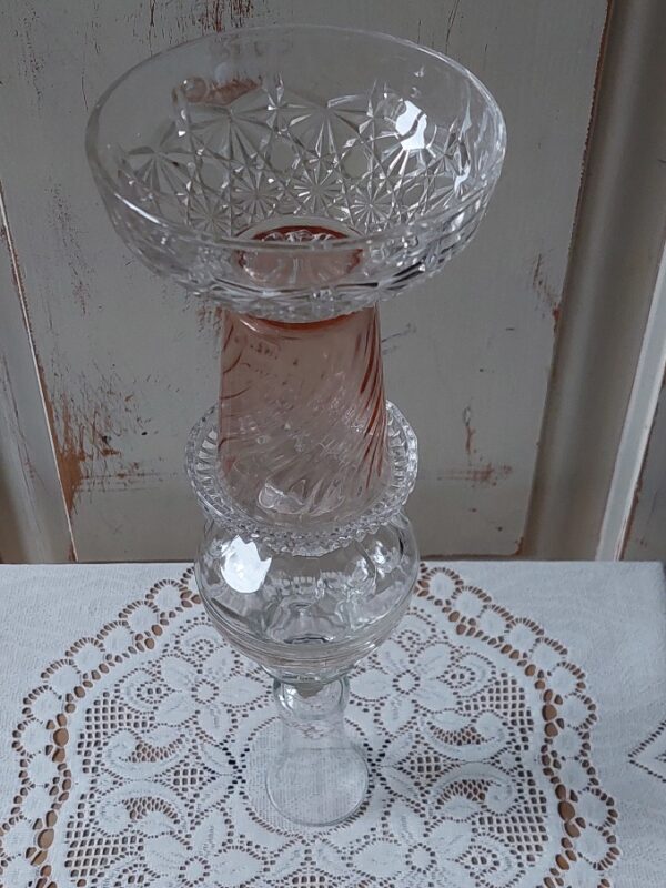 Vintage Glazen Torenkandelaar Persglas