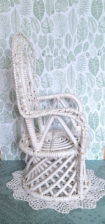 Poppenstoel Gevlochten Riet, Wit