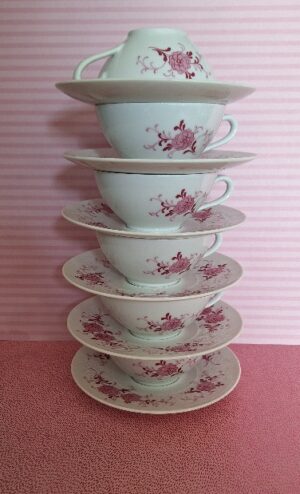 1 set 6 Mokka Kopjes en Schotels SWB Annabell