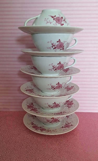 1 set 6 Mokka Kopjes en Schotels SWB Annabell