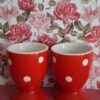 Set 2 Eierdopjes Rood Met Witte Stippen