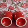Set 2 Eierdopjes Rood Met Witte Stippen