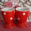 Set 2 Eierdopjes Rood Met Witte Stippen