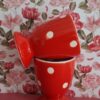 Set 2 Eierdopjes Rood Met Witte Stippen