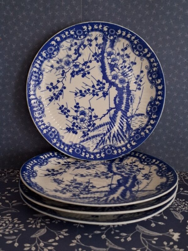 4 Japanse Gebaksbordjes Prunus Blossem