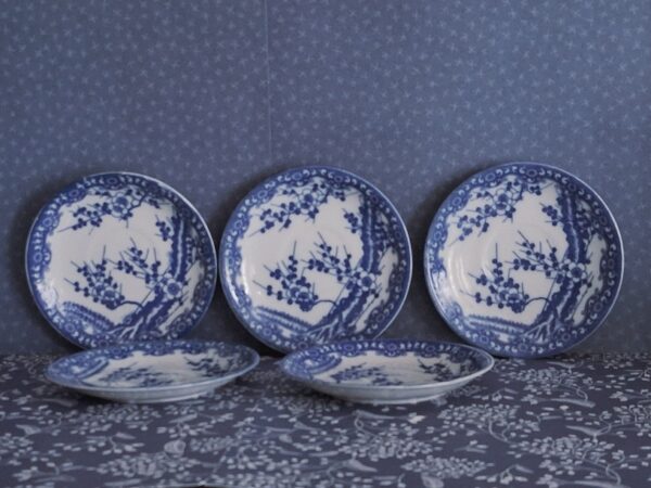 5 Japanse Kop Met Schotels Prunus Blossem