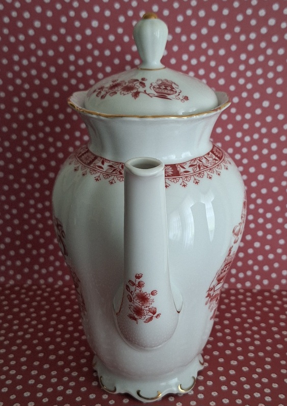 Koffiepot Seltmann Weiden Bavaria Theresia Rood